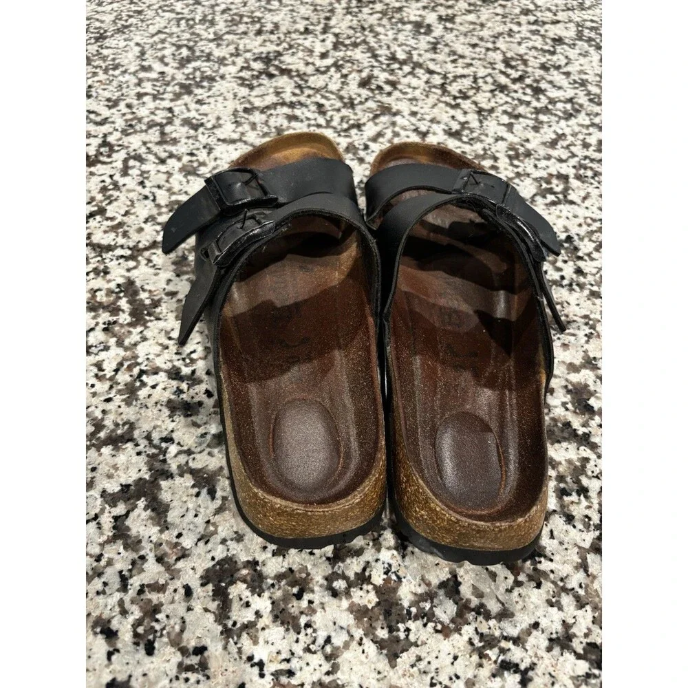 Birkenstock Betula Black Leather Two Strap Sandals Men 6 Women 8 Eur 39 - Picture 2 of 7